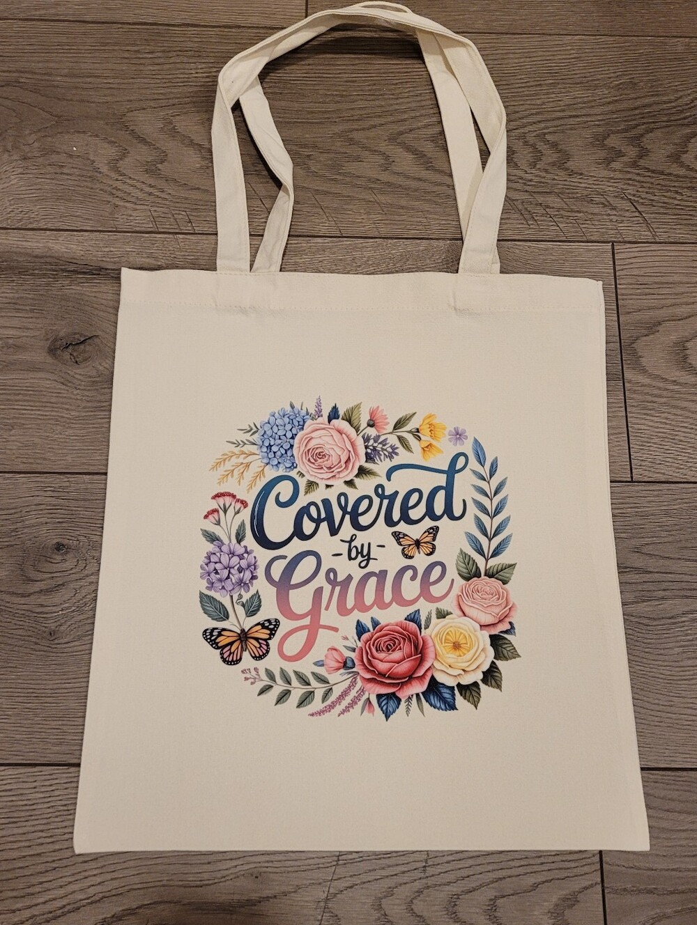 Custom Covered By Grace Canvas Tote Bag